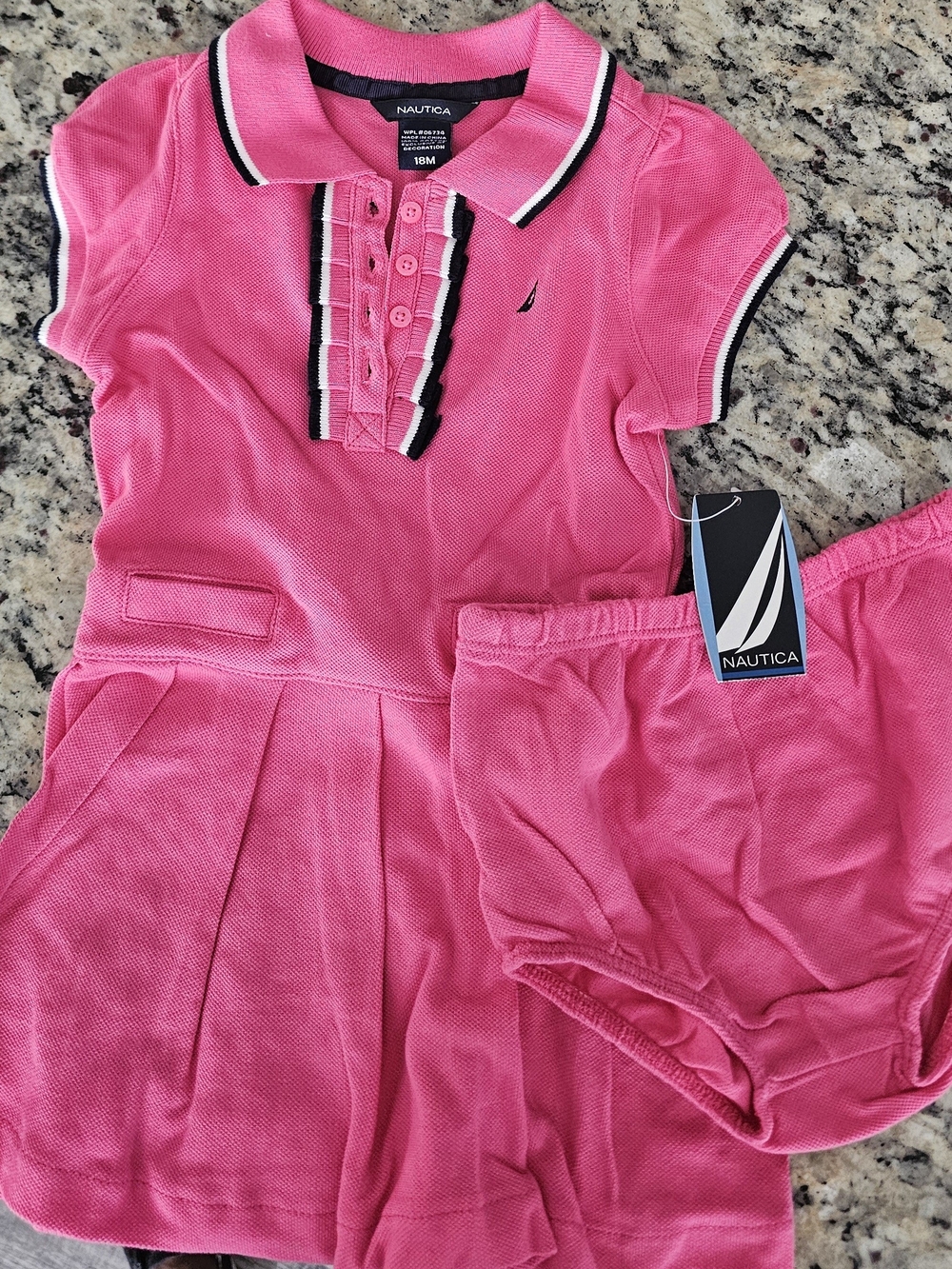 Nautica Girls' Hot Pink Polo Dress with Bloomer Set